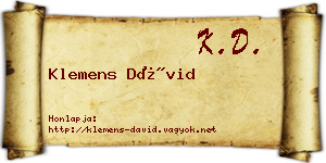 Klemens Dávid névjegykártya